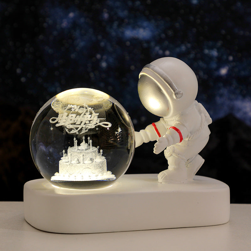 Glowing Planetary  Astronaut Crystal Ball