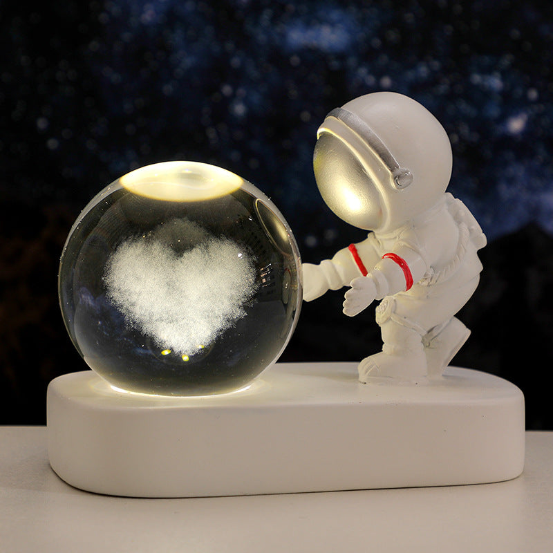 Glowing Planetary  Astronaut Crystal Ball